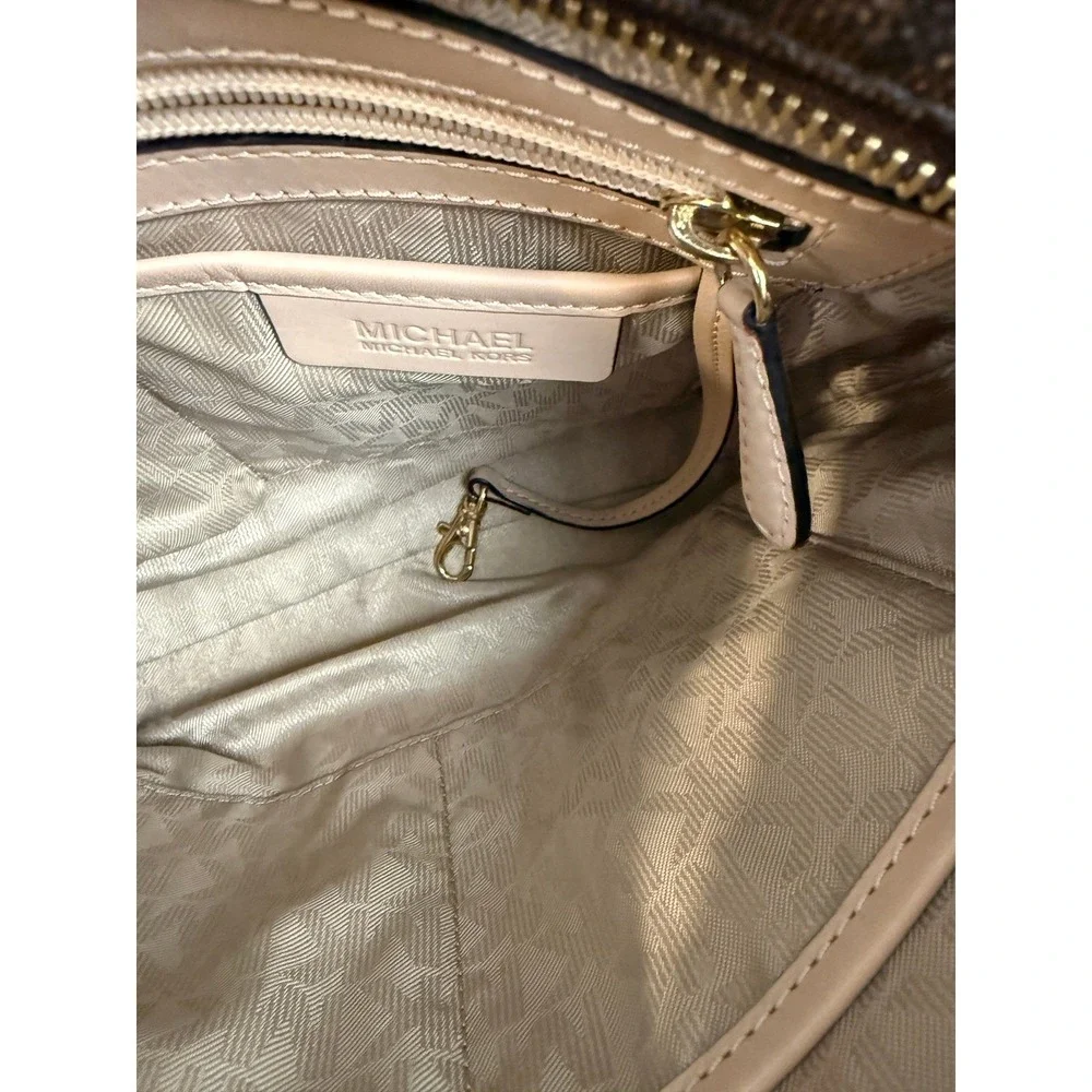 Michael Kors Crossbody Bag Women Medium Brown Signature Logo Gold‎ Hardware